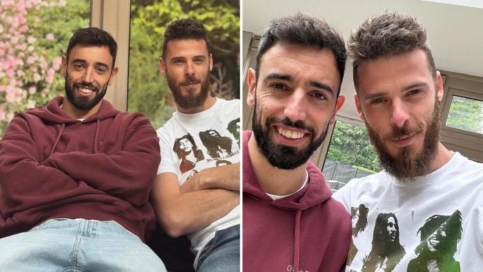 De Gea and Fernandes pose in 'Dumb and Dumber' pic - then troll ex-Man Utd star