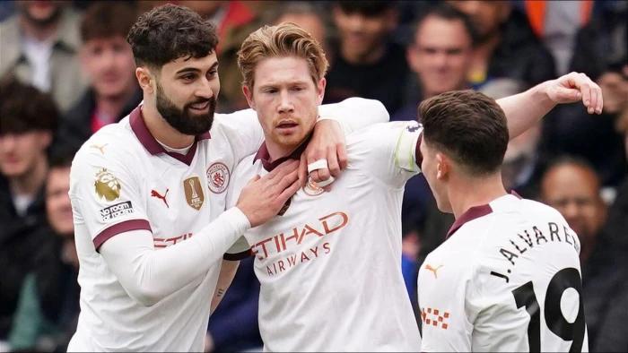 Kevin de Bruyne's milestone goal propels Man City to victory over Crystal Palace