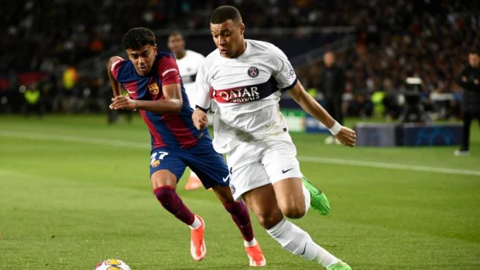 Kylian Mbappe nets a double as PSG see off Barcelona in thrilling Champions League quarter-final