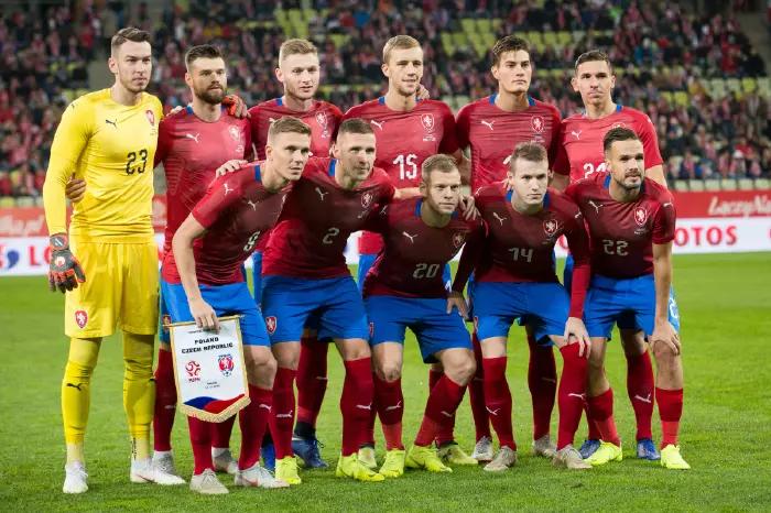 Czech Republic line up before a match against Poland