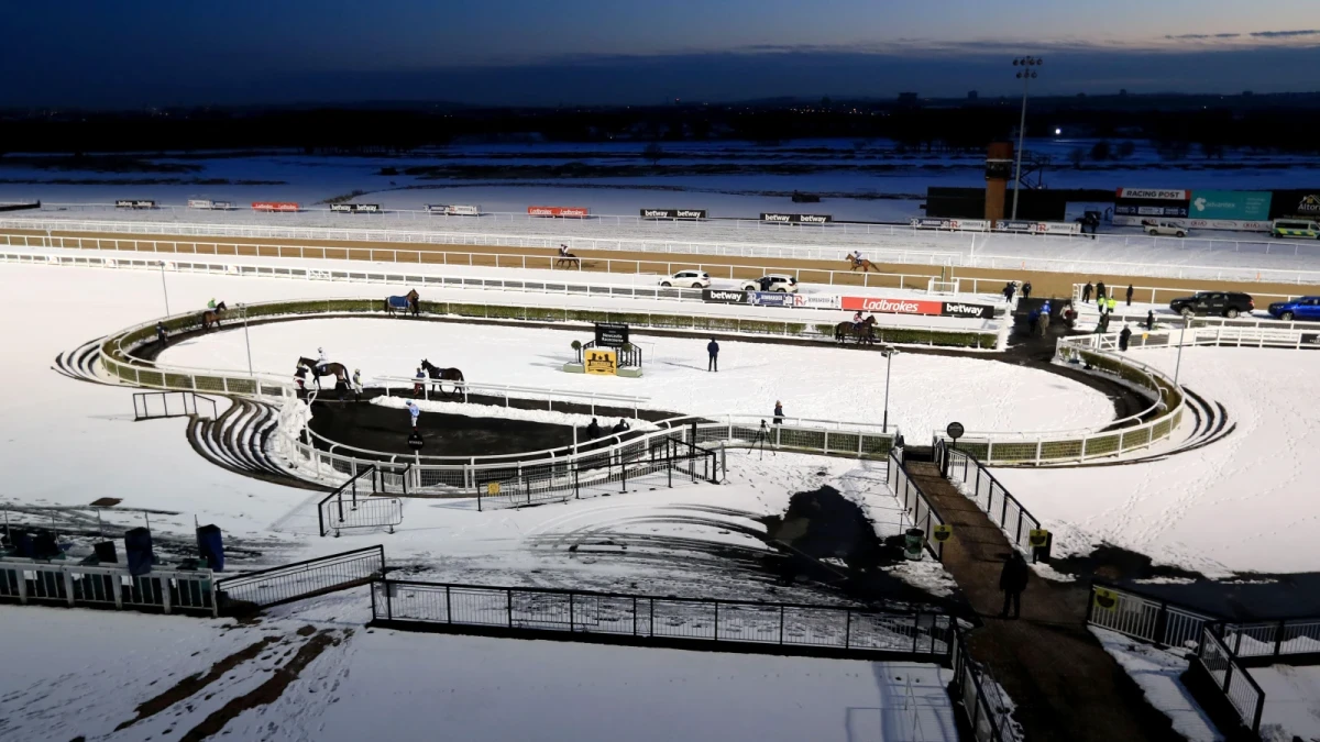 Newcastle racecourse in snow