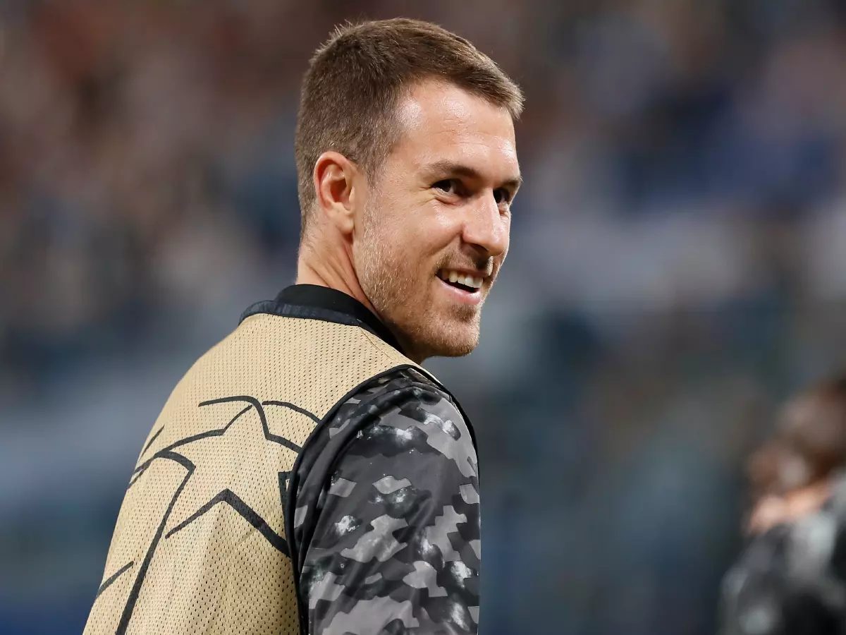 Aaron Ramsey of Juventus smiles during the UEFA Champions League Group H football match between Zenit St. Petersburg and Juventus FC on October 20, 2021