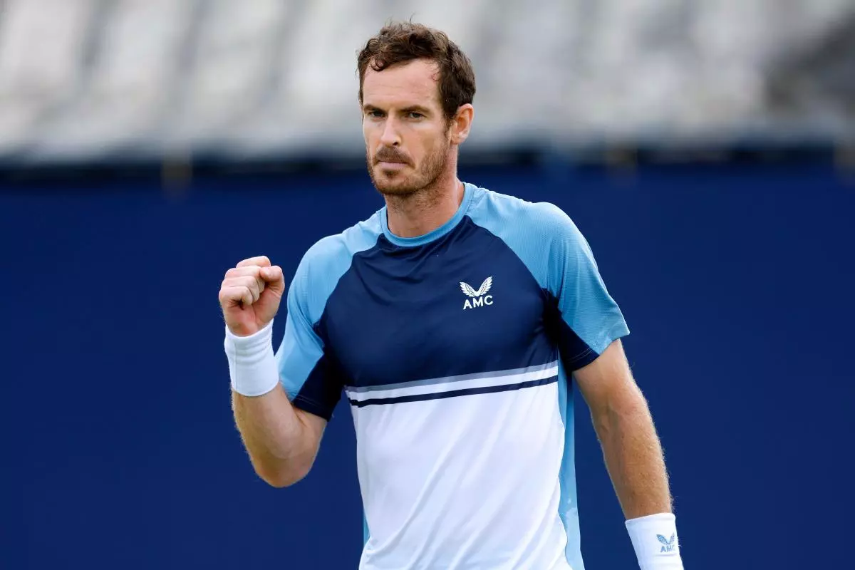 Andy Murray celebrates after winning his match during day five of the Surbiton Trophy