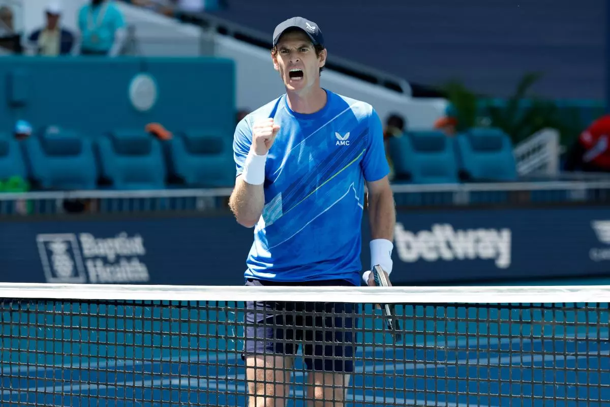 Andy Murray of Great Britain in the second round of the men's singles at the Miami Open