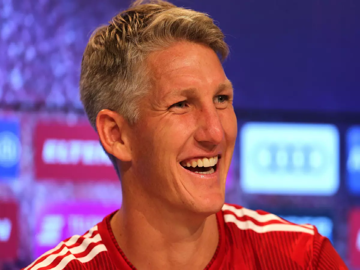 Bastian Schweinsteiger during his farewell press conference with Bayern Munich