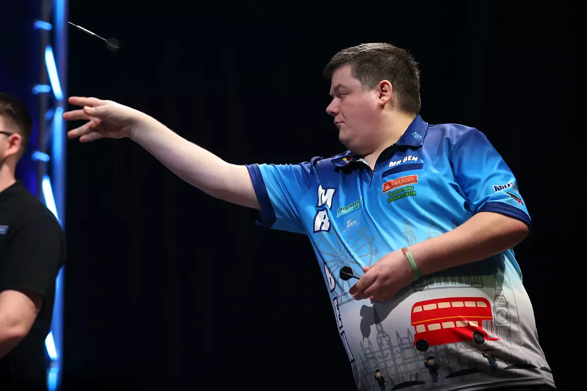 Ben Hazel in action during day four of the BDO World Professional Darts Championships 2020 at The O2, London.