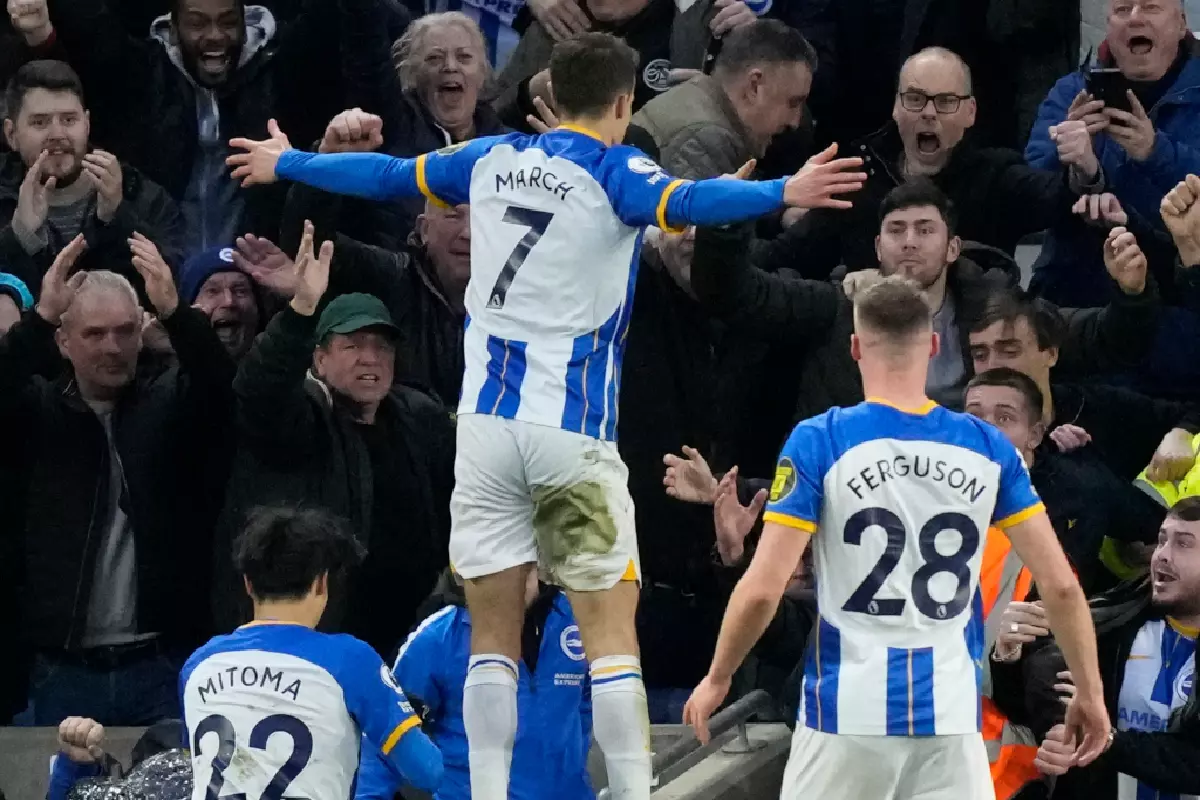 Solly March Brighton goal celebration