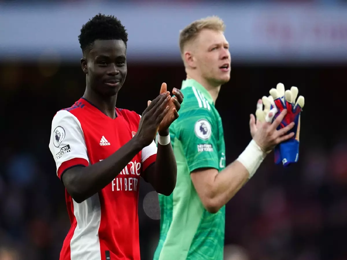 Bukayo Saka Aaron Ramdale Arsenal vs Brentford Feb22