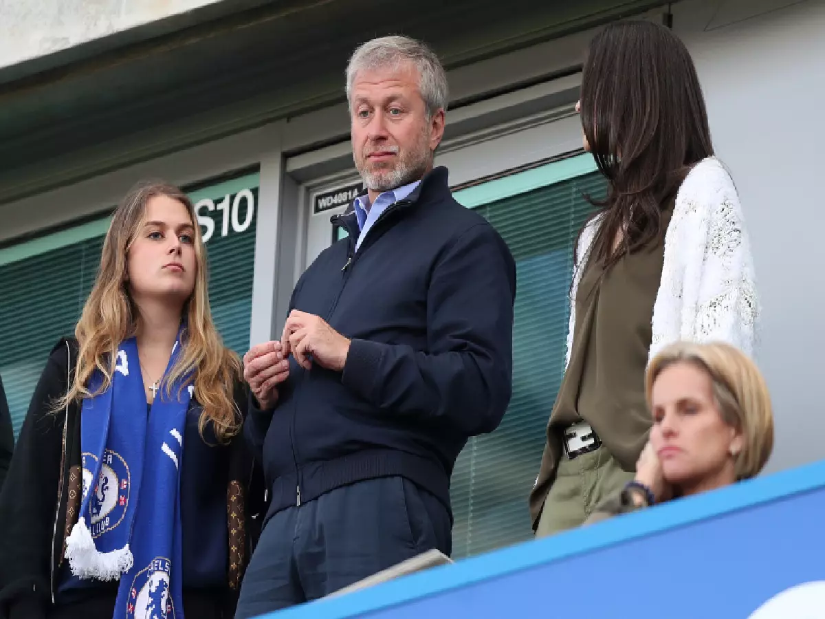 Chelsea owner Roman Abramovich with his daughter Sofia Abramovich (left) in the stands