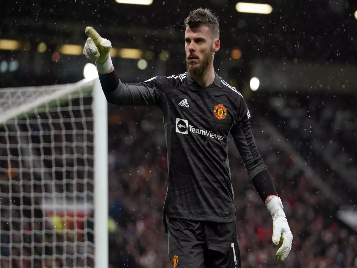 Manchester United goalkeeper David de Gea during the Premier League match at Old Trafford, Manchester. Picture date: Saturday February 12, 2022.