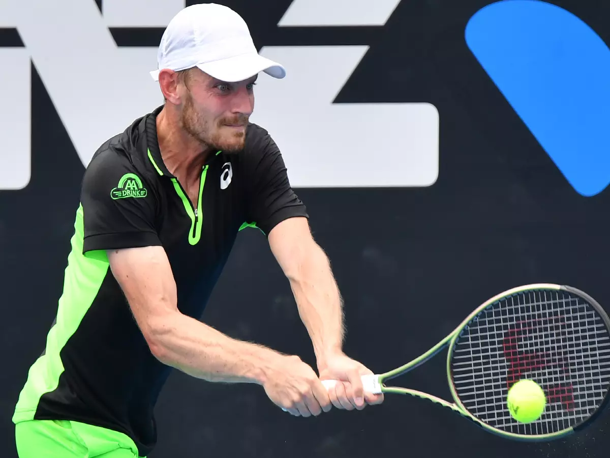 David Goffin of Belgium in action during his win over Facundo Bagnis of Argentina on Day 1 of the Sydney Tennis Classic at Sydney Olympic Park in Sydney, Monday, January 10, 2022.