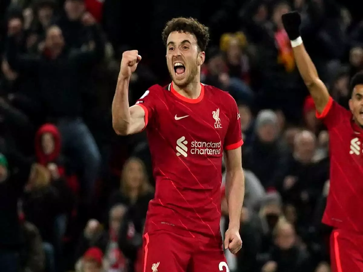 Diogo Jota celebrates for Liverpool