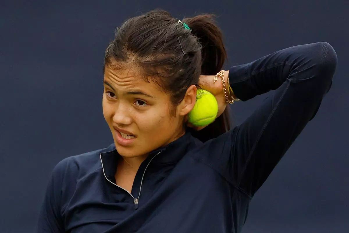 Britain's Emma Raducanu during a practice session