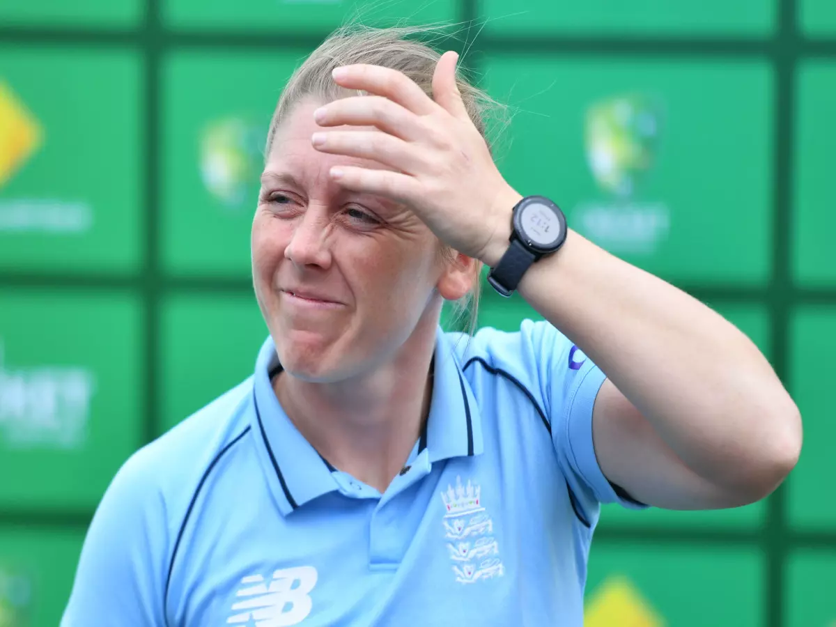 England captain Heather Knight at a press conference at Manuka Oval in Canberra