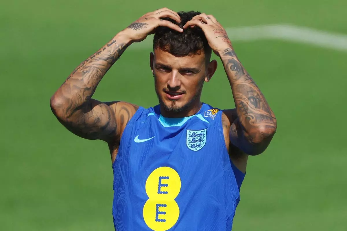 England's Ben White during training