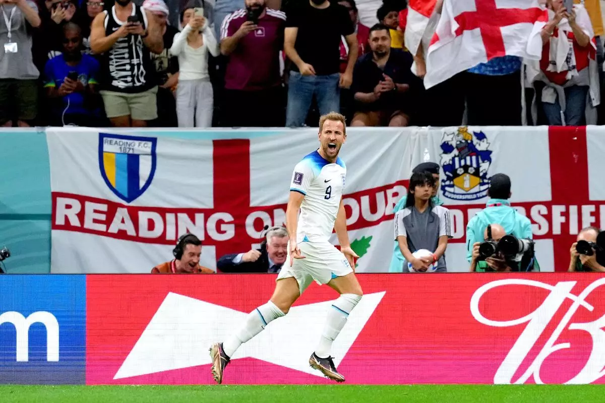 England's Harry Kane celebrates scoring