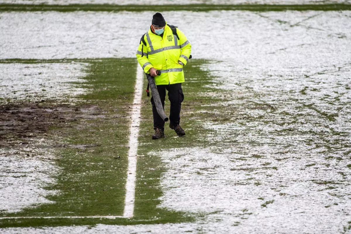 Frozen football pitch