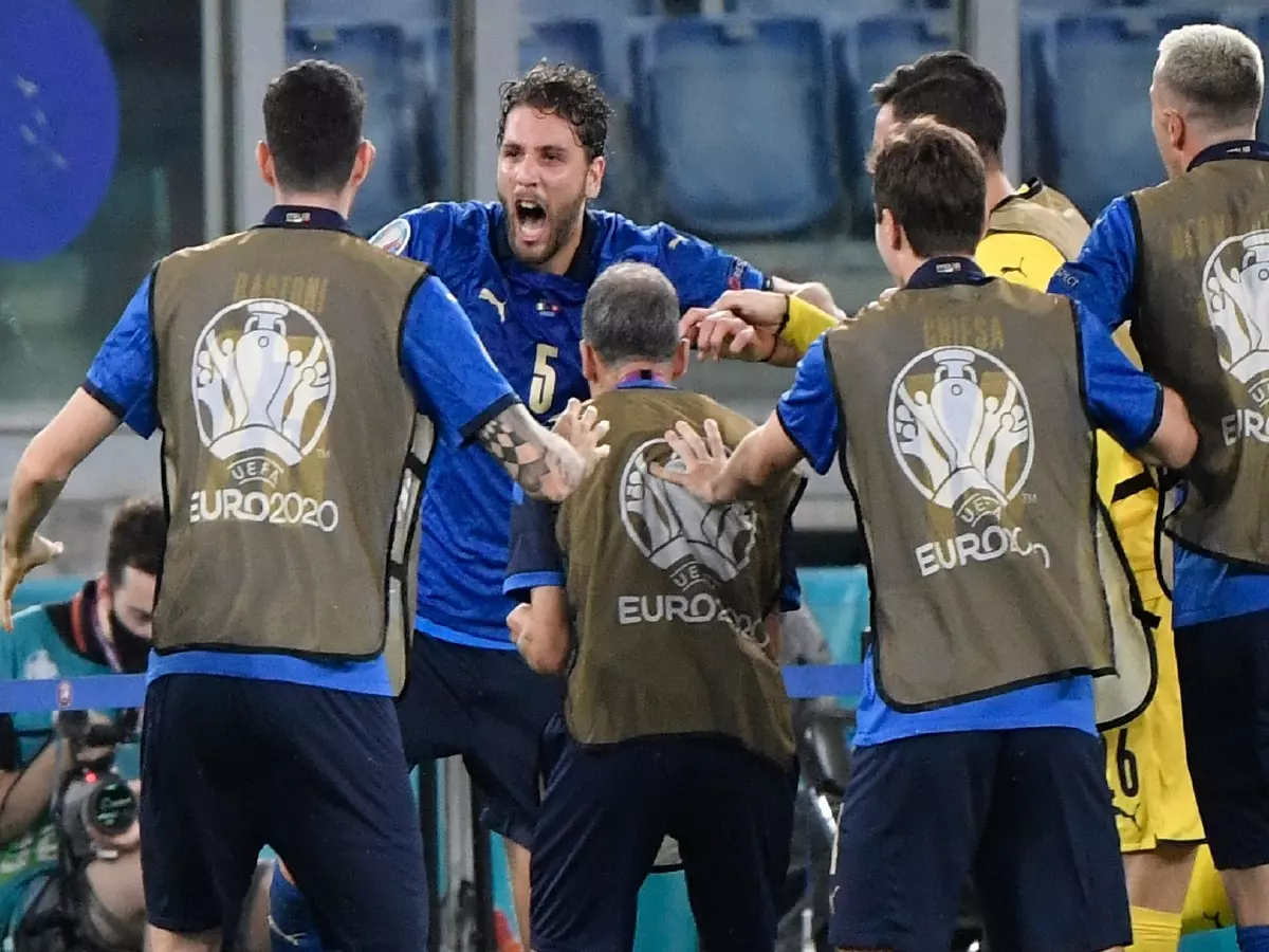 Locatelli celebrates giving Italy the lead against Switzerland