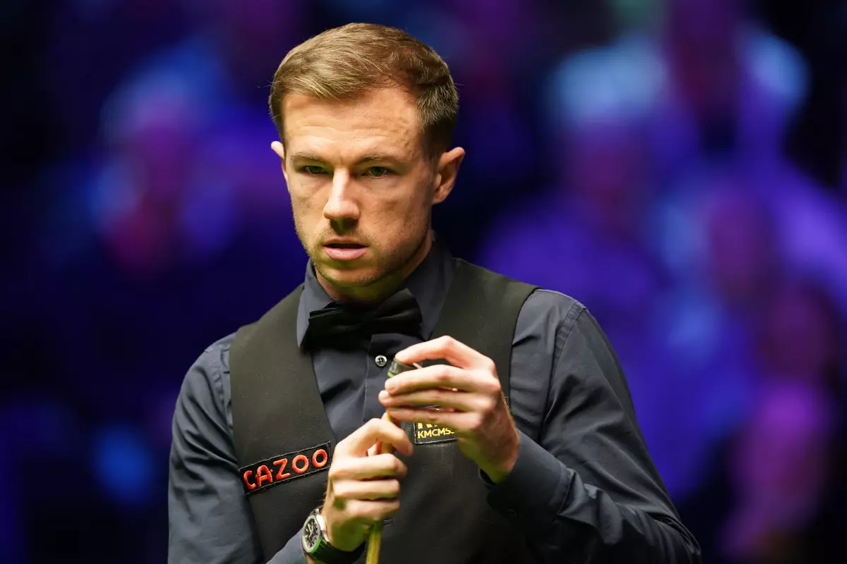 Jack Lisowski during his match with Zhao Xintong on day eleven of the Cazoo UK Championship at the York Barbican. Picture date: Friday December 3, 2021.