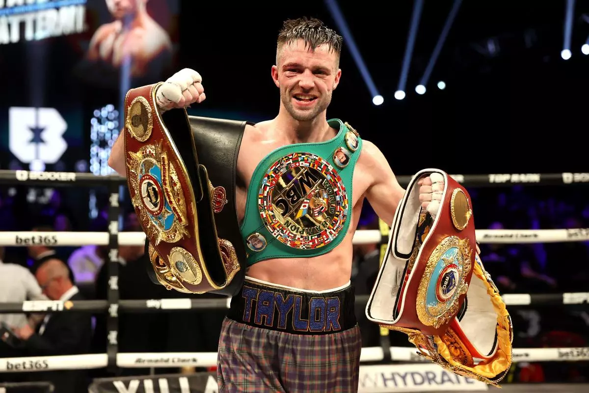 Josh Taylor celebrates victory