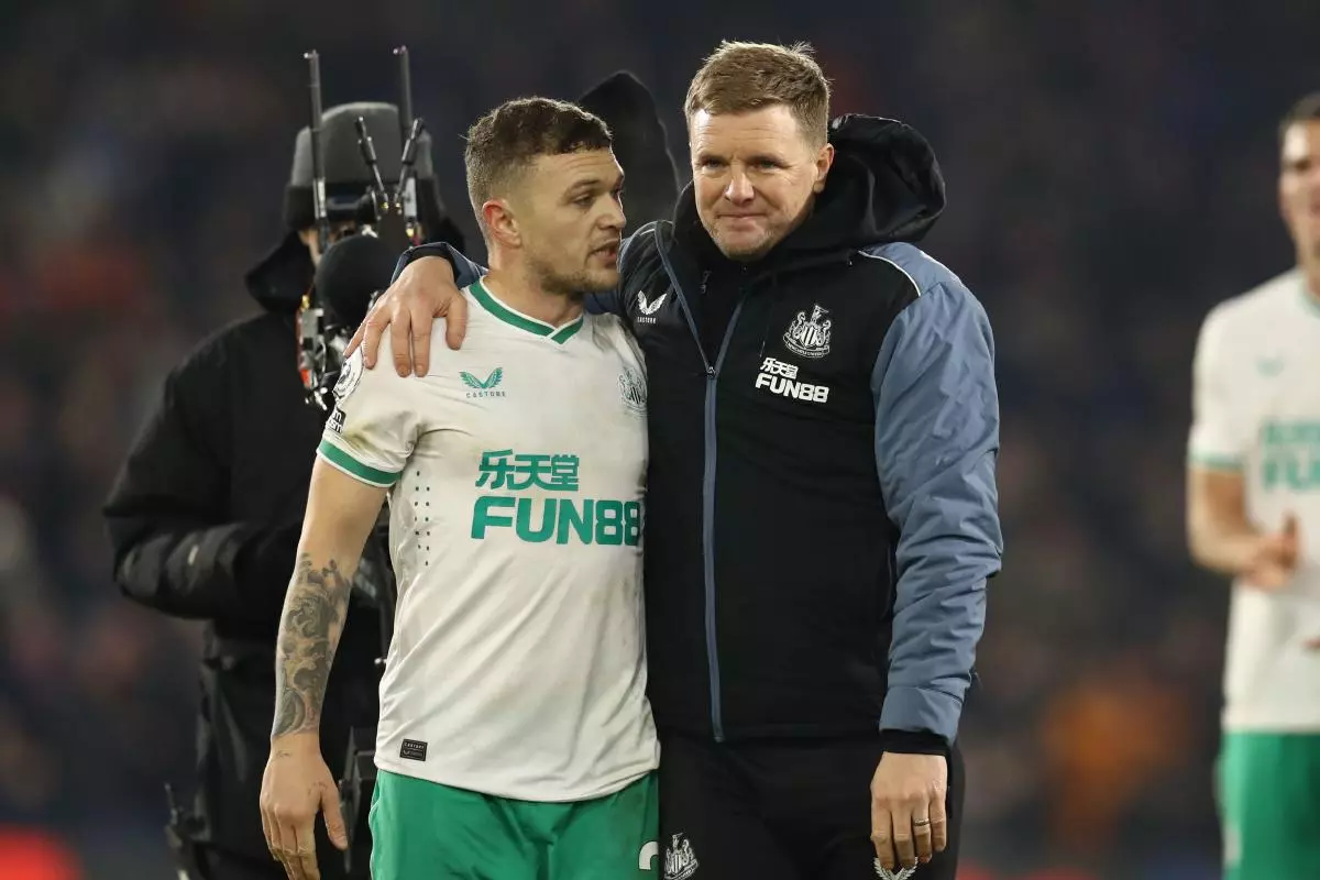 Kieran Trippier of Newcastle United and Eddie Howe
