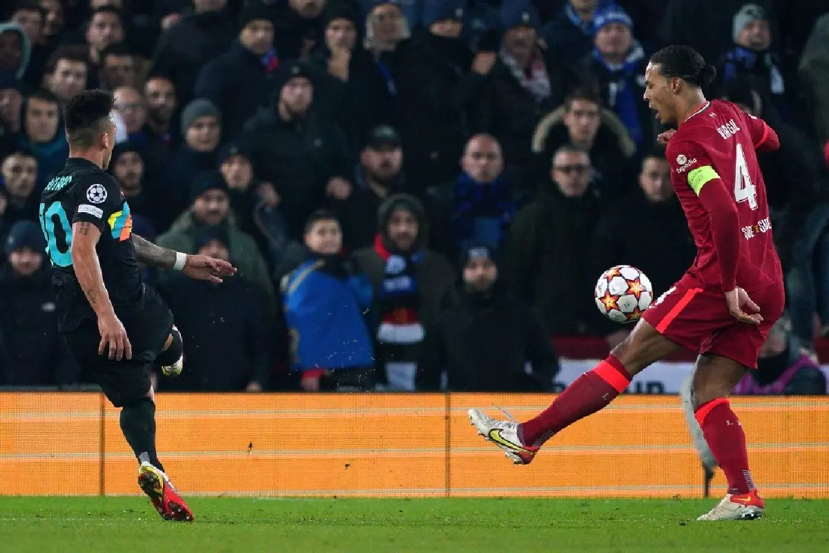 Lautaro Martinez scores for Inter Milan against Liverpool at Anfield in the Champions League