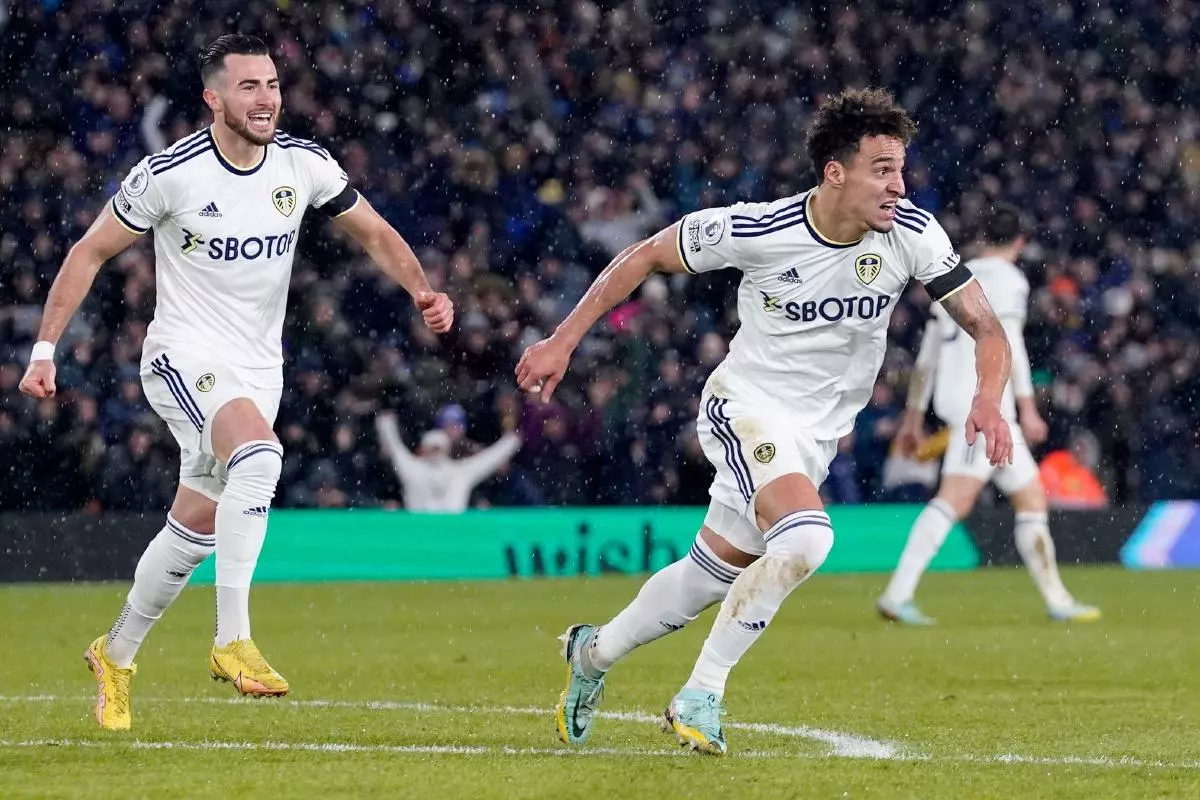 Leeds United's Rodrigo Moreno celebrates scoring 