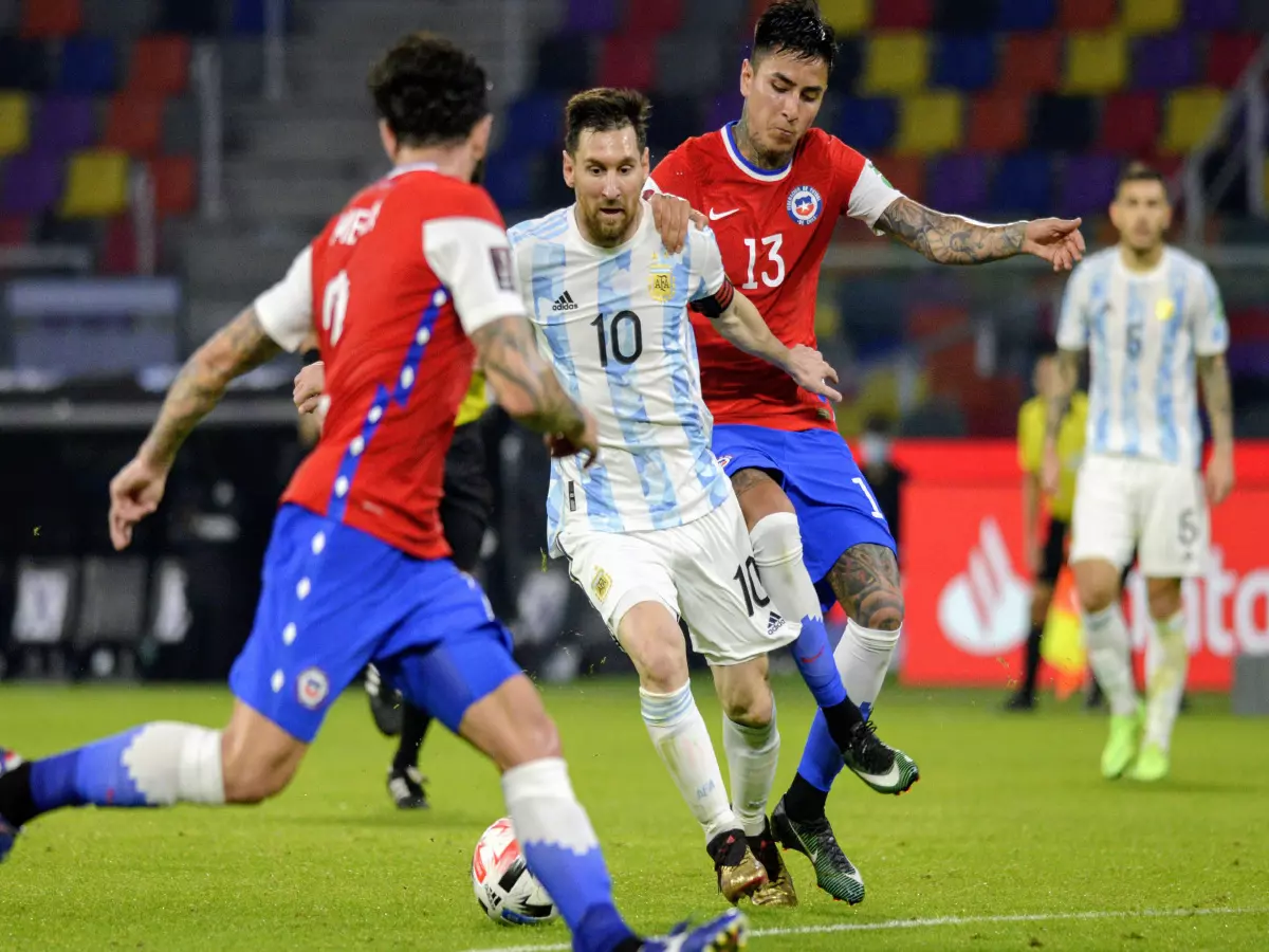 Lionel Messi in action for Argentina against Chile