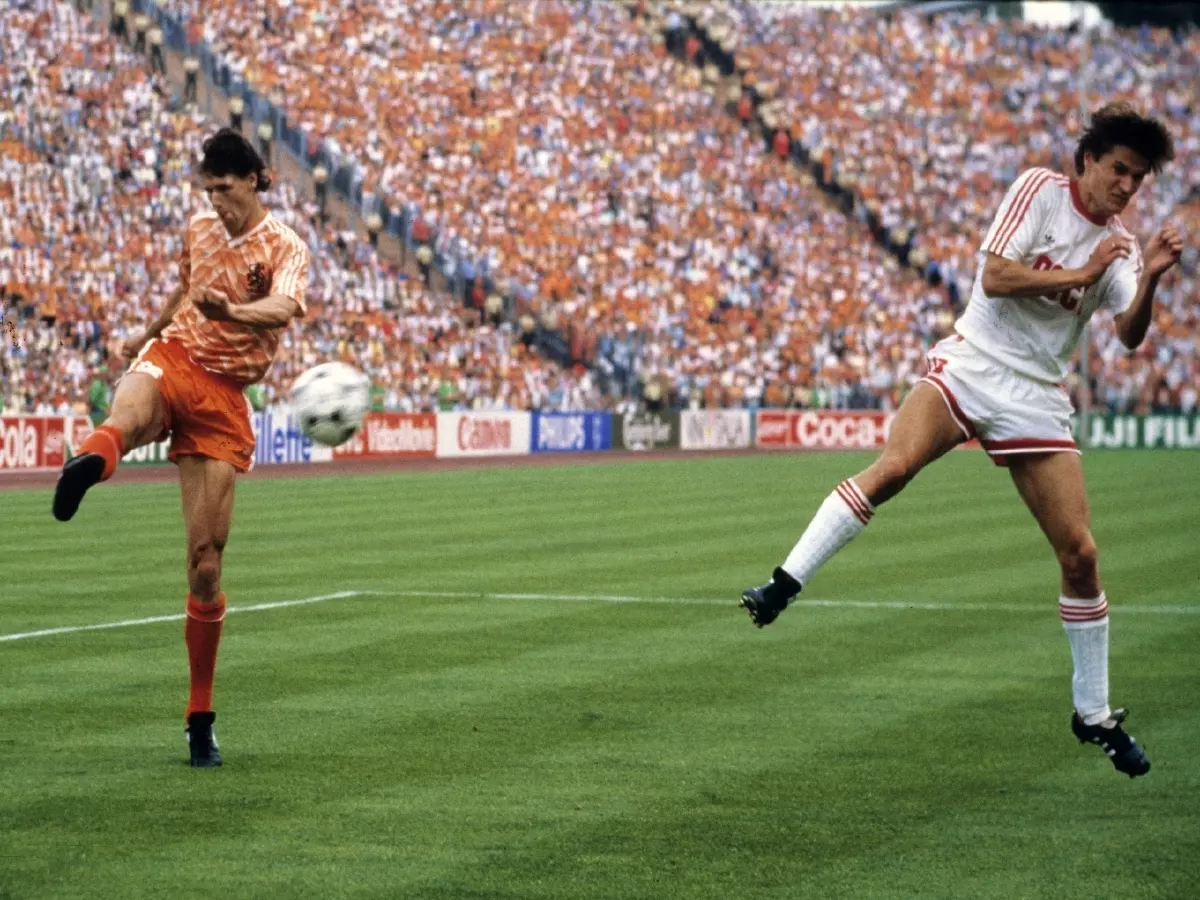 Marco van Basten scores in the 1988 Euro final