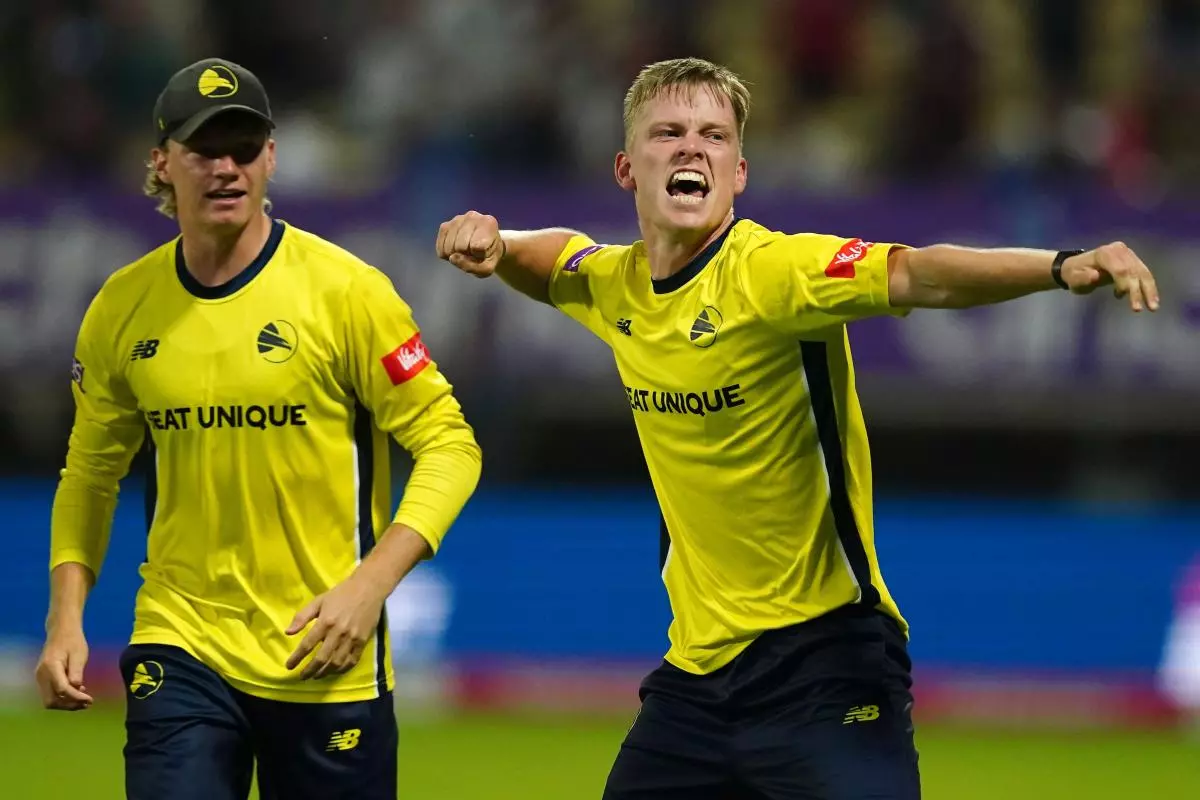Nathan Ellis celebrates after his side win the Vitality Blast T20 final
