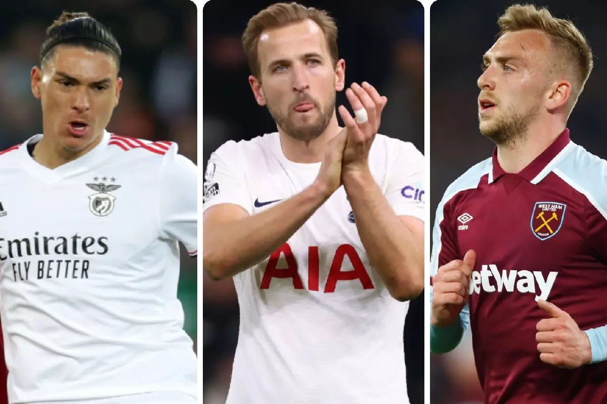 Darwin Nunez, Harry Kane and Jarrod Bowen