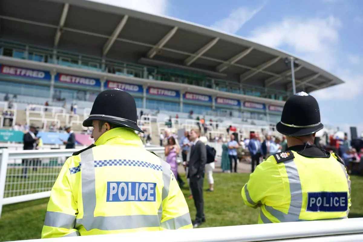 Police at Epsom racecourse