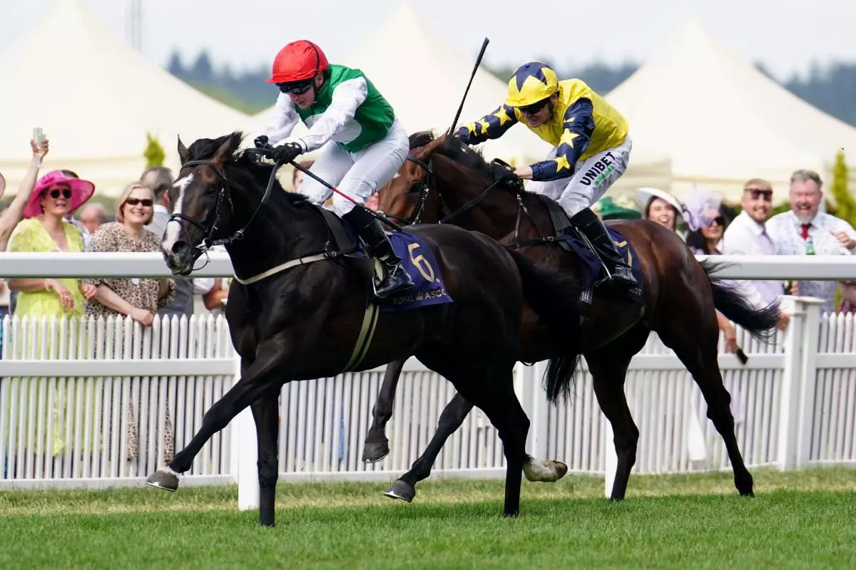 Pyledriver ridden by P J McDonald (left) wins The Hardwicke Stakes during day five of Royal Ascot