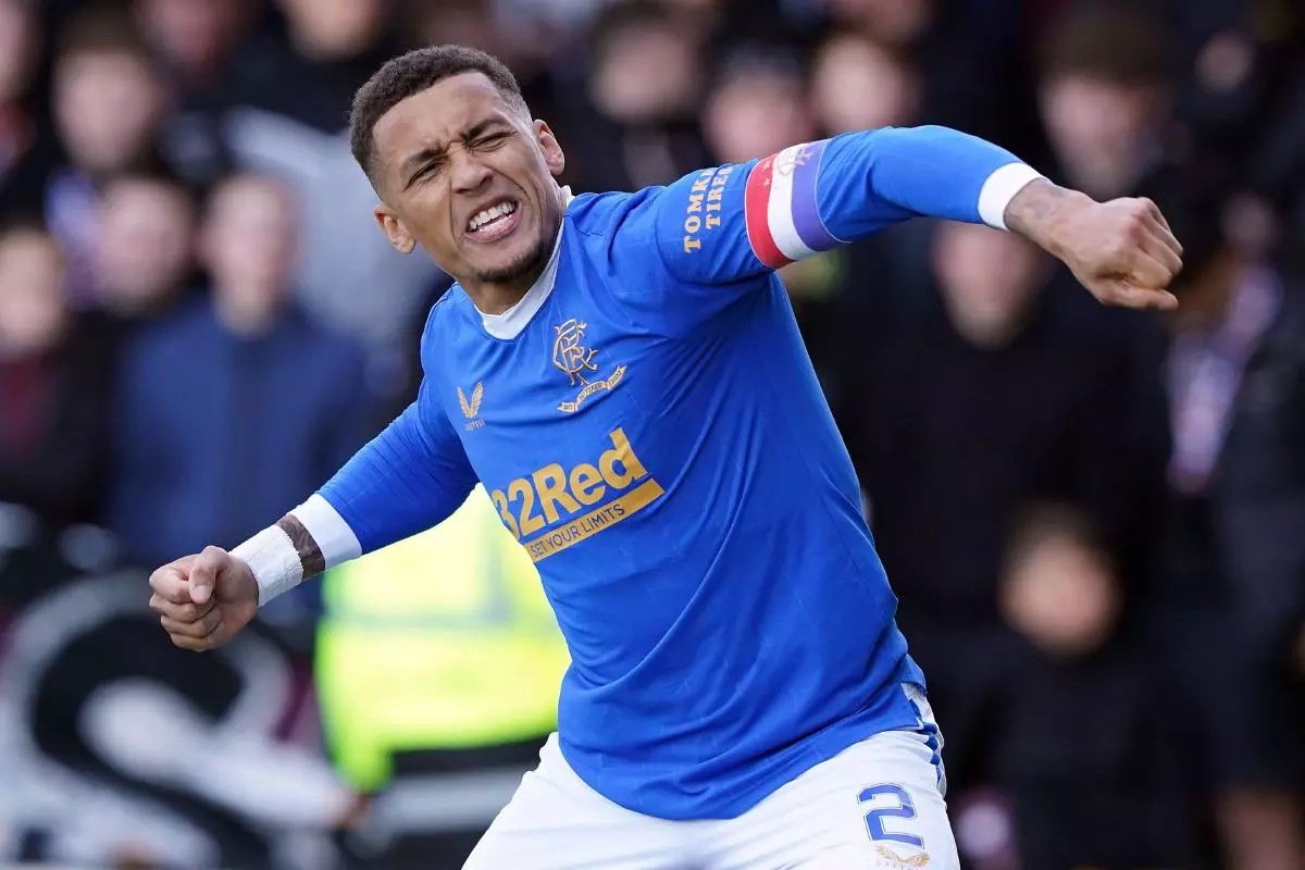 Rangers' James Tavernier celebrates scoring their side's third goal of the game