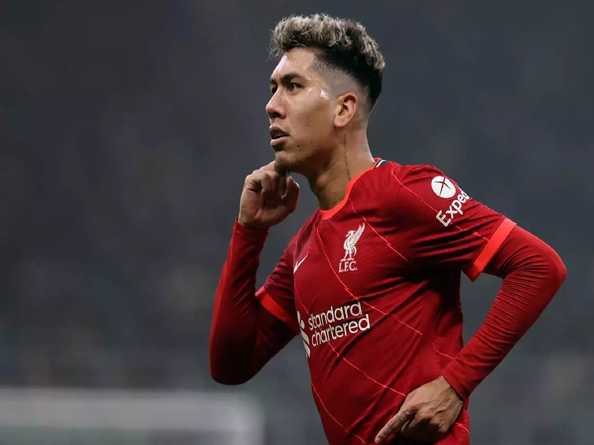 Roberto Firmino celebrates goal for Liverpool