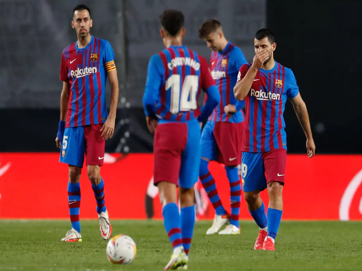 Sergio Kun Aguero of FC Barcelona during the La Liga match between Rayo Vallecano and FC Barcelona at Estadio de Vallecas in Madrid
