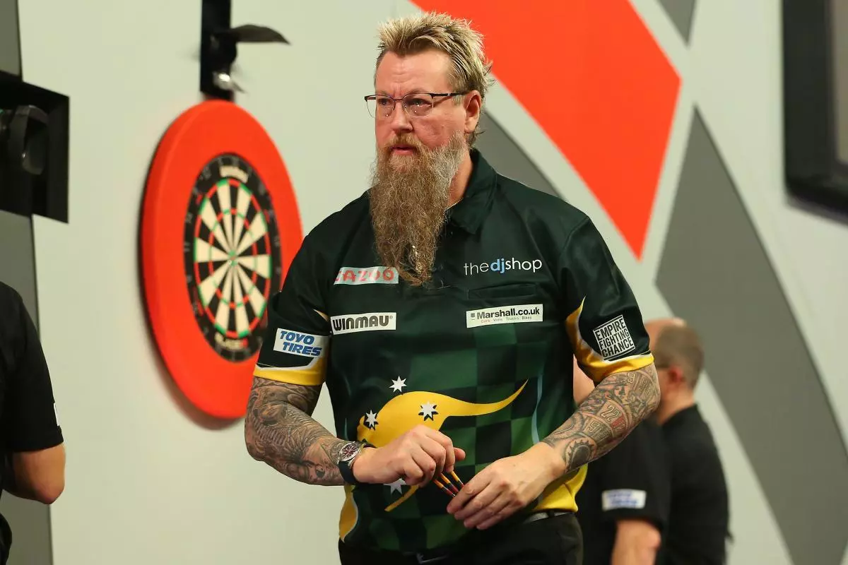 Simon Whitlock in action at the World Darts Championship