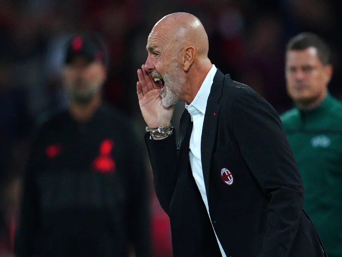 AC Milan manager Stefano Pioli gestures on the touchline during the UEFA Champions League, Group B match at Anfield, Liverpool