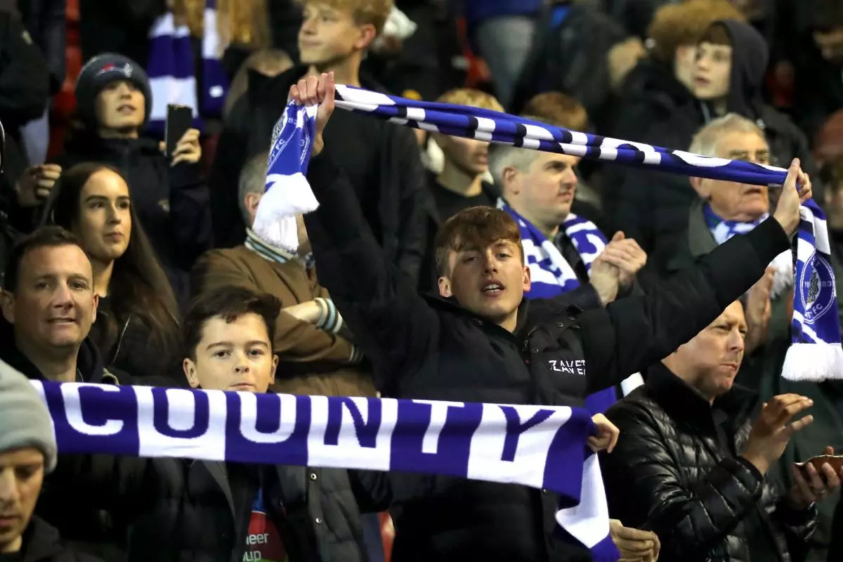 Stockport County fans in the stands during the Emirates FA Cup Second Round