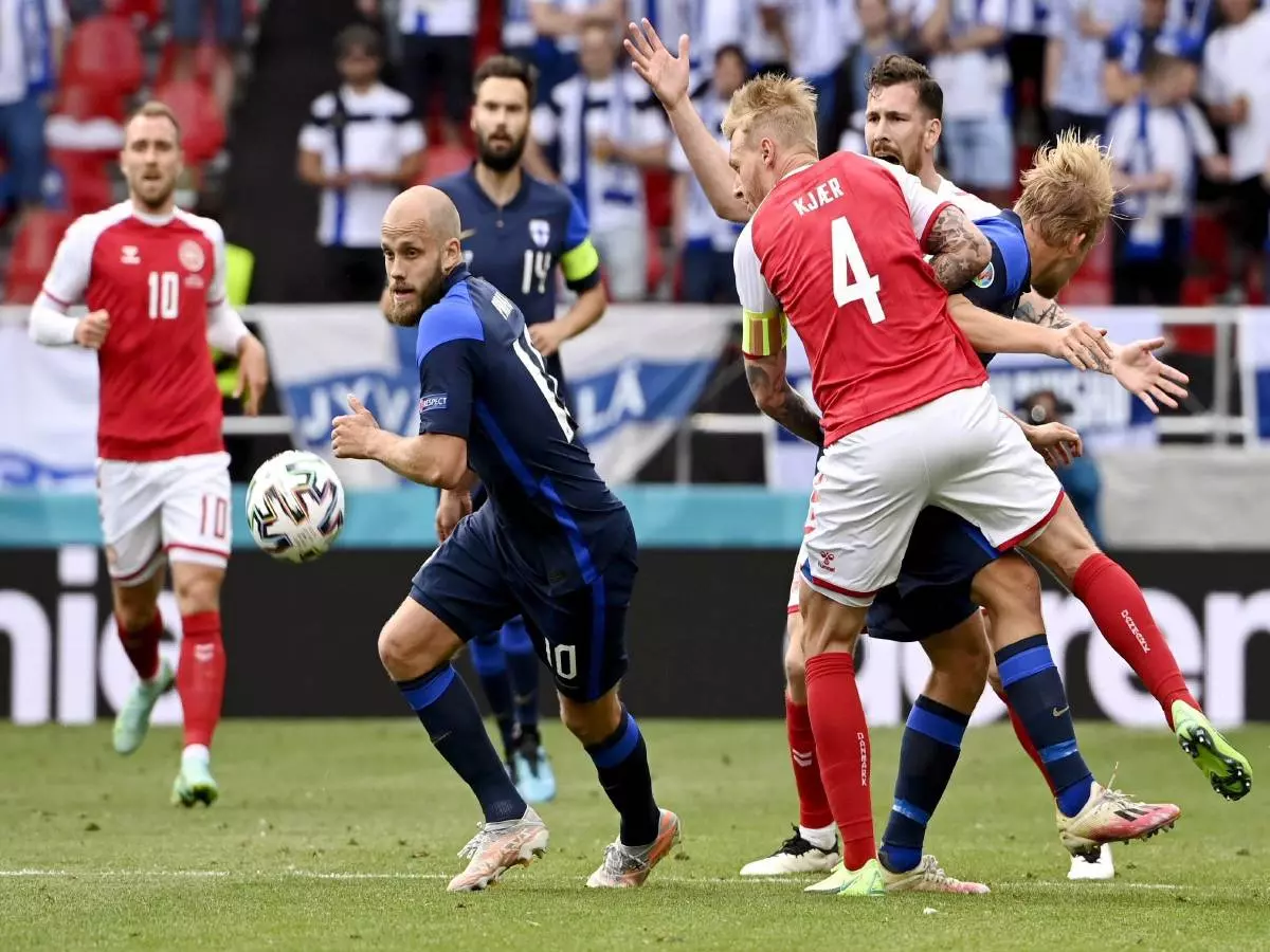 Teemu Pukki of Finland 10 during UEFA EURO, EM, Europameisterschaft,Fussball 2020 football tournament group B match Finland vs. Denmark at the Parken Stadium in Copenhagen,