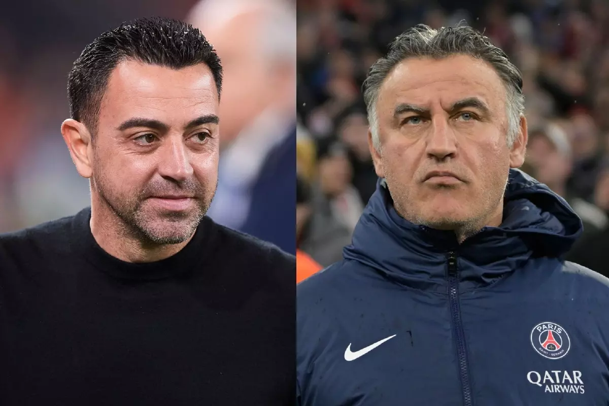 Barcelona boss Xavi and PSG boss Christophe Galtier