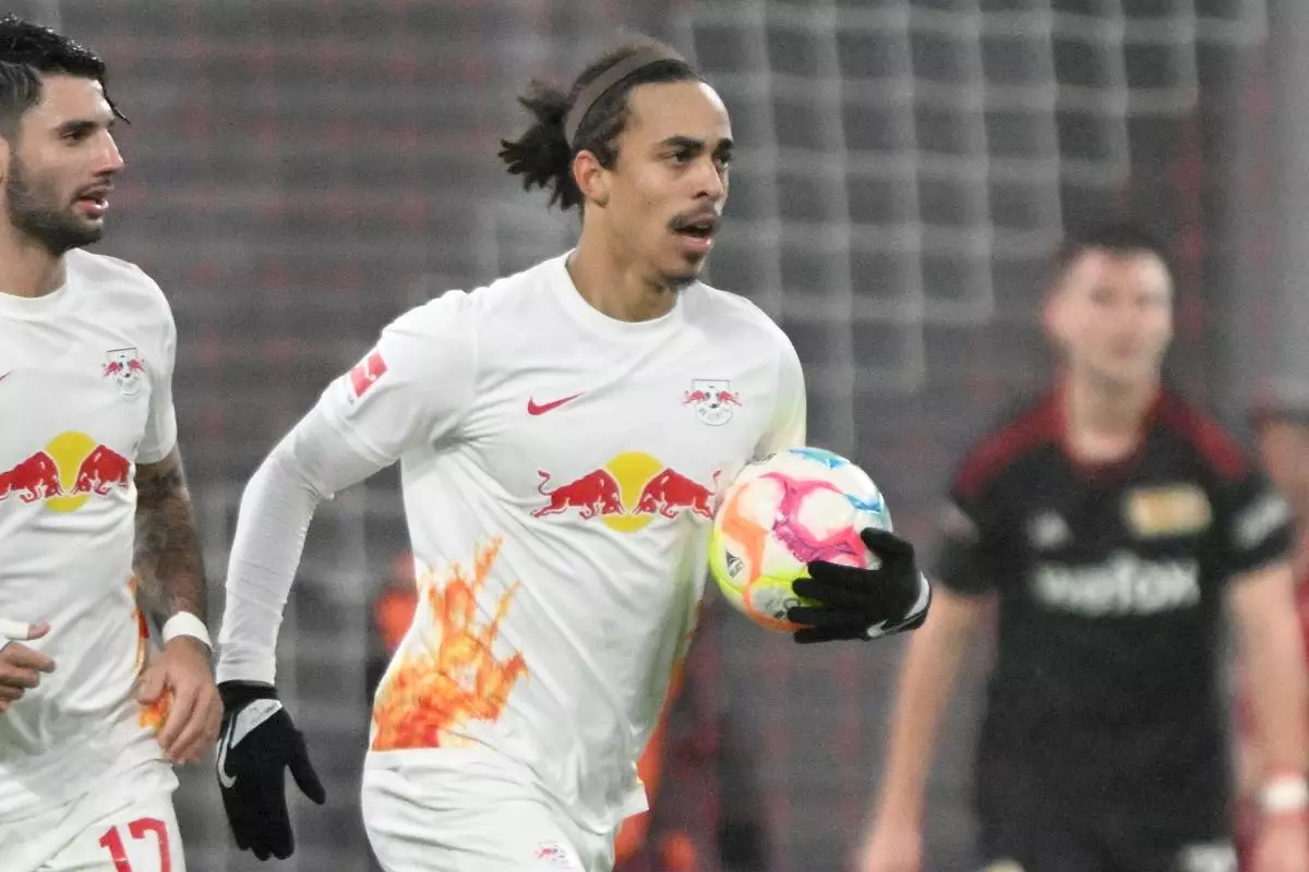 Yussuf Poulsen of RB Leipzig 11 Feb 2023