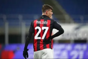 Daniel Maldini in action for AC Milan, January 2021