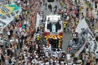The coffin of the late Brazilian soccer star Pele