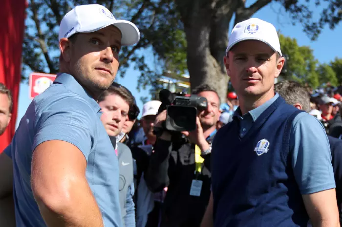 Henrik Stenson and Justin Rose at the 2016 Ryder Cup