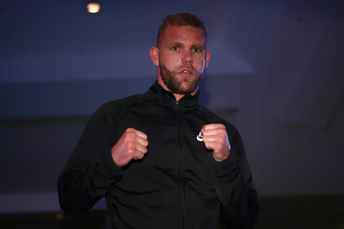 Billy Joe Saunders during a public workout in Manchester, 2018