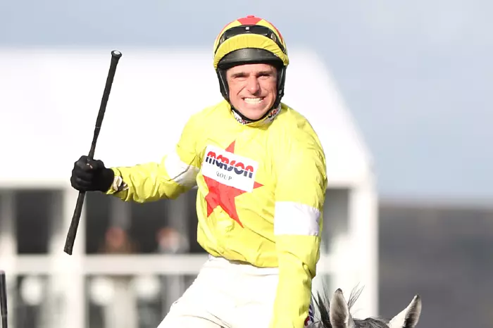 Harry Skelton celebrates his win at Cheltenham Festival, March 11, 2020
