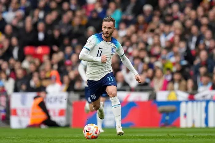 Leicester's James Maddison playing for England