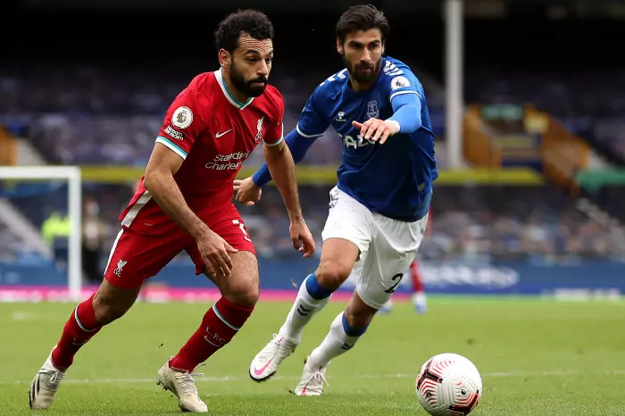 Mo Salah in action for Liverpool against Everton