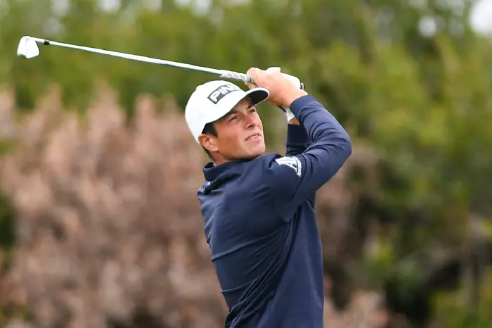 Viktor Hovland in action at Torrey Pines